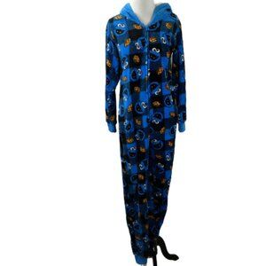 Sesame Street Cookie Monster Hooded Onesie Zip-Up Pajama s